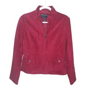Bernando Leather Red Zip Up Jacket S Classic Fall